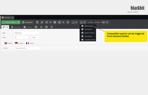 Pimcore element toolbar for 